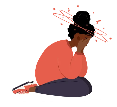 Triste femme africaine se sentant en mauvaise santé à cause de l'anémie  Illustration