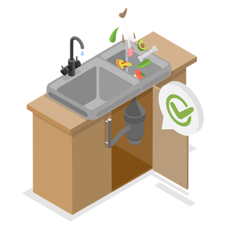 Triturador de resíduos alimentares e reciclagem de lixo orgânico  Ilustração