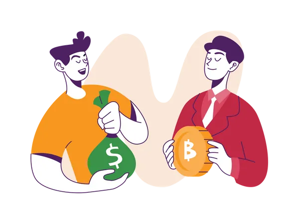 Troca de criptomoedas  Ilustração