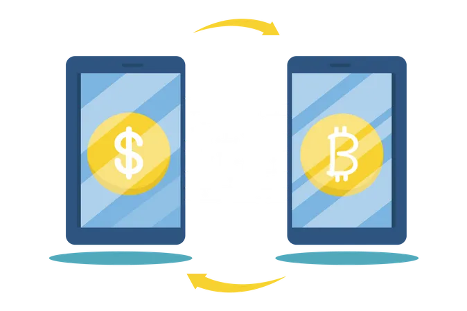 Troca de dólar por bitcoin  Ilustração