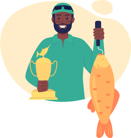 Trofeo de pesca para pescar peces grandes.  Ilustración