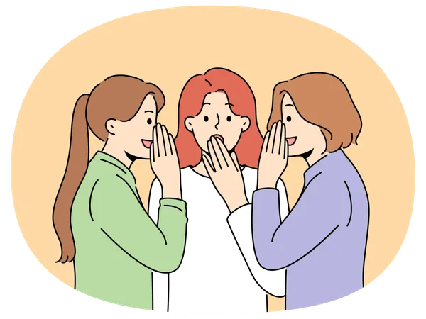 Trois femmes bavardent et discutent des dernières nouvelles  Illustration