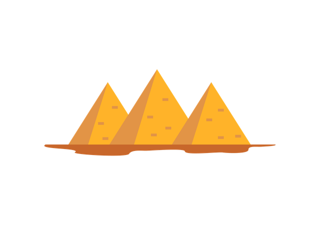 Trois pyramides égyptiennes se dressant dans le désert  Illustration