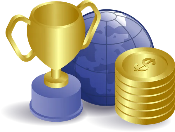 Trophée de champion du monde, éducation, affaires  Illustration