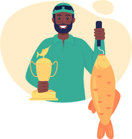 Trophée de pêche pour attraper de gros poissons  Illustration