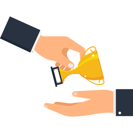 Trophée d'or remis entre les mains du succès commercial  Illustration