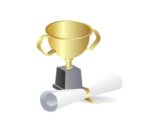 Trophy and paper scroll  Illustration