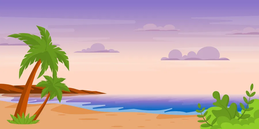 Background Of Tropical Area In Flat Style Illustration