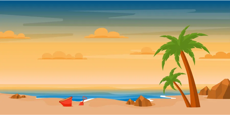 Background Of Tropical Area In Flat Style Illustration