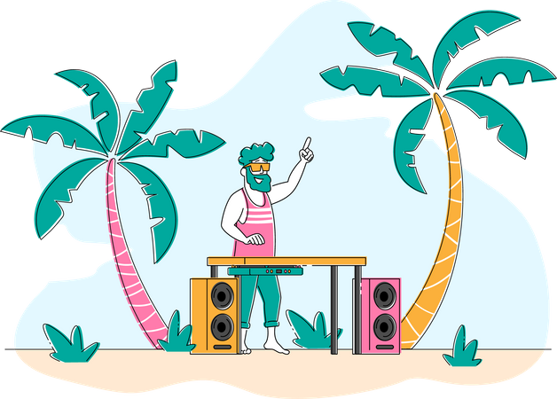 Tropical Beach Party Illustration