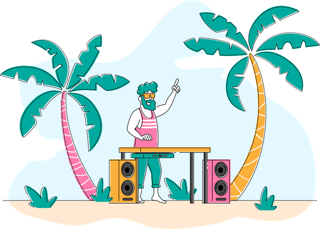 Tropical Beach Party  Illustration