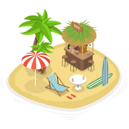 Tropical Beach Tiki Bar  일러스트레이션