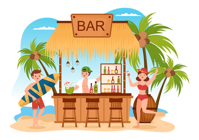 Tropical Cocktail Bar  Illustration