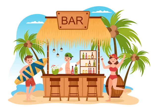 Tropical Cocktail Bar  Illustration