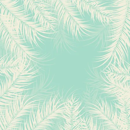 Tropical design with palm leaves and plants on green background  Illustration