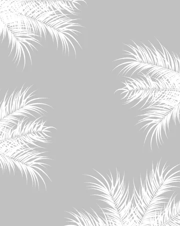 Tropical design with white palm leaves and plants on gray background  Illustration