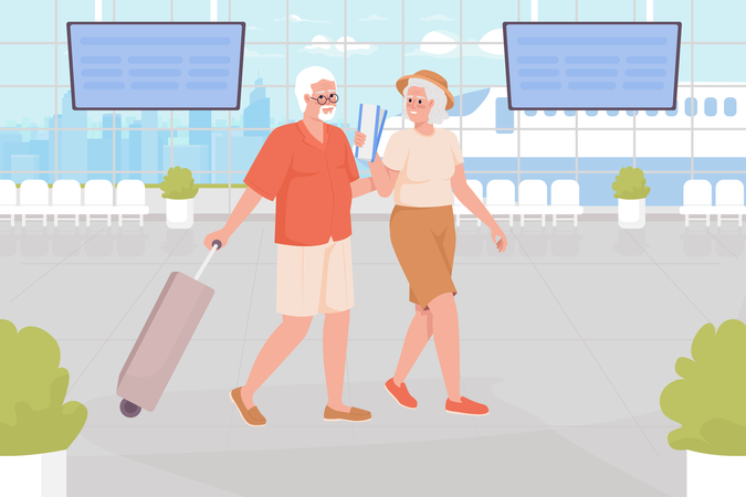 Tropical destination for seniors Illustration