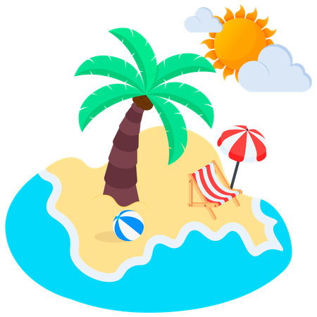 Tropical Island Paradise  Illustration