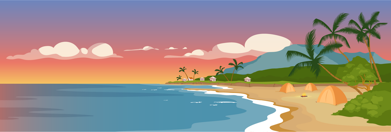 Tropical sandy beach  Illustration