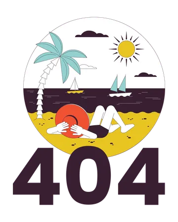 Tropical Vacation Error 404 Flash Message Hat Woman In Bikini On Beach Summertime Empty State Ui Design Page Not Found Popup Cartoon Image Vector Flat Illustration Concept On White Background Illustration