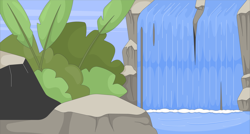 Tropischer Wasserfall im Dschungel  Illustration