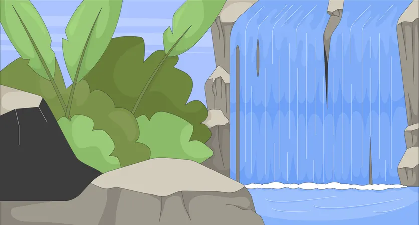 Tropischer Wasserfall im Dschungel  Illustration