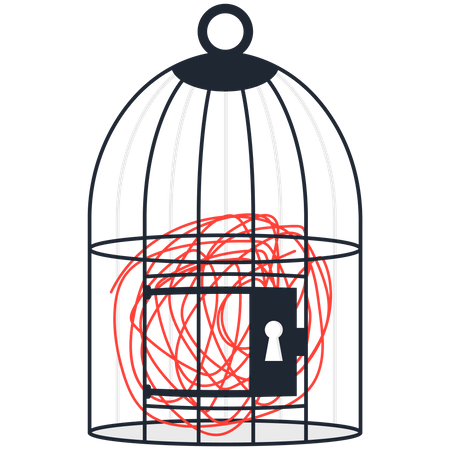 Trouble inside the cage Illustration