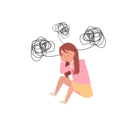 Nervous Young Child Showing Signs Of Distress Troubled Kid Feeling Stress And Unease Flat Vector Cartoon Illustration Illustration