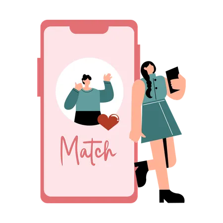 Trouver l'amour numérique sur mobile  Illustration