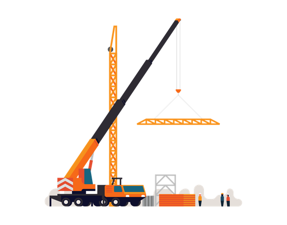 Truck crane lifting iron structure Illustration