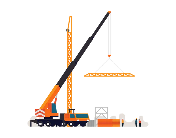 Truck crane lifting iron structure  Illustration