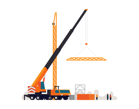 Truck crane lifting iron structure  Illustration