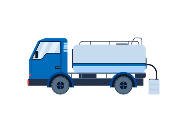 Truck delivers drinking water to regions with water scarcity  Illustration