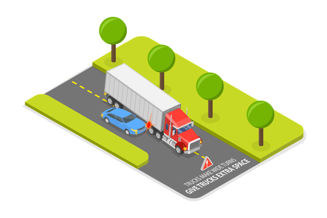 도로에서의 트럭 운전 규칙  일러스트레이션