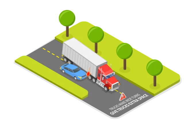 Truck Driving Rules on road  Illustration