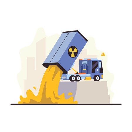 Truck dumping nuclear waste  Illustration