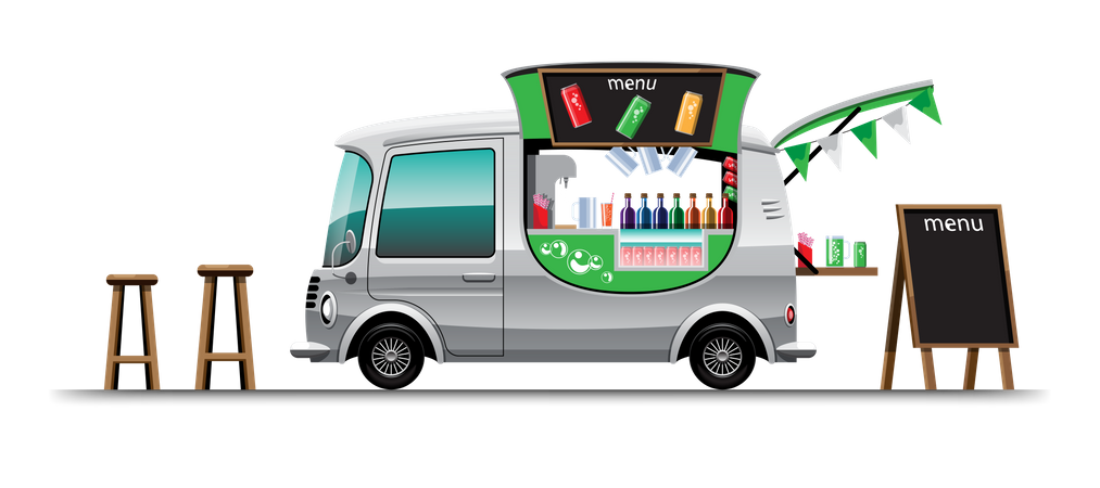 Truck with drinks Illustration