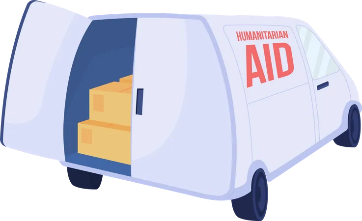 Truck with humanitarian aid Illustration