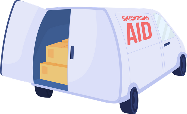 Truck with humanitarian aid  Illustration