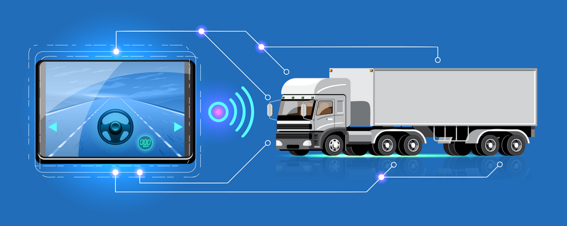 Truck with smart connection Illustration