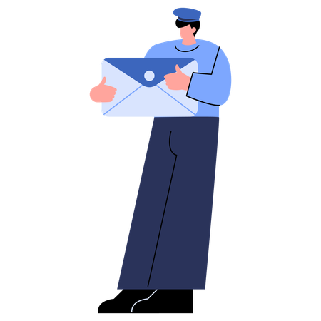 Trusty Postman holds client's letters  Illustration