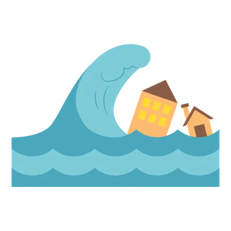 Tsunami Natural Disaster Element Vector Illustration With Natural Disaster Theme And Flat Vector Style Editable Vector Illustration