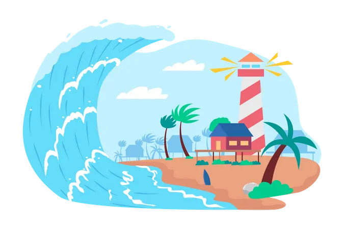 Tsunami Vector Illustration Illustration