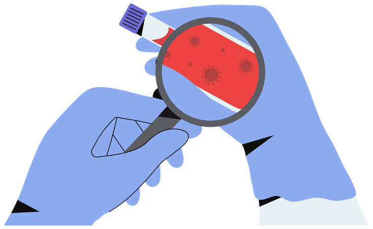 Tube à essai de coronavirus avec échantillon de sang  Illustration