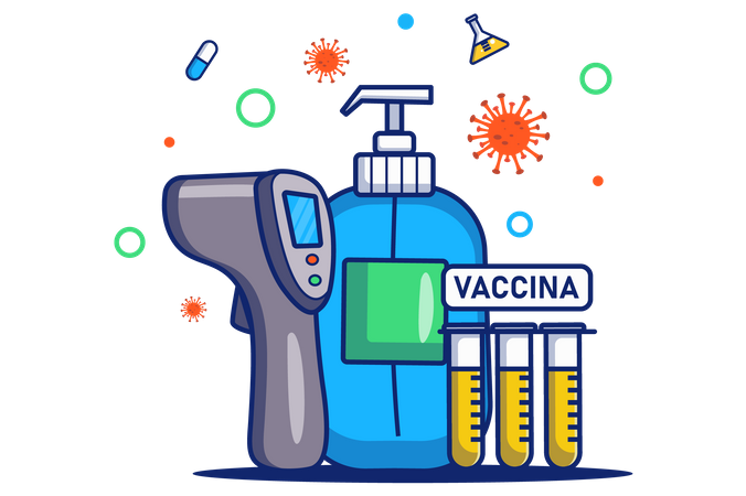 Tubo de ensaio de vacina omicron  Ilustração