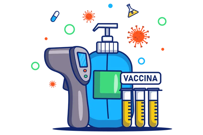 Tubo de ensaio de vacina omicron  Ilustração