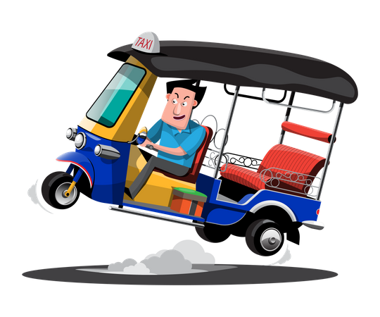 Tuk Tuk Thailand Taxi auto rickshaw tricycle taxi Thailand public service  Illustration