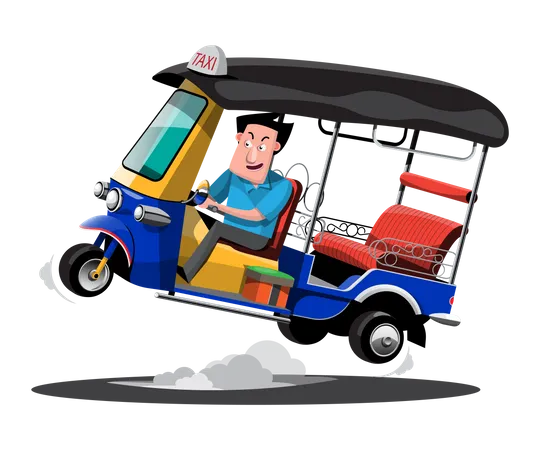 Tuk Tuk Thailand Taxi auto rickshaw tricycle taxi Thailand public service  Illustration