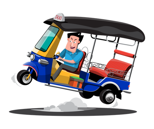 Tuk Tuk Thailand Taxi auto rickshaw tricycle taxi Thailand public service  Illustration