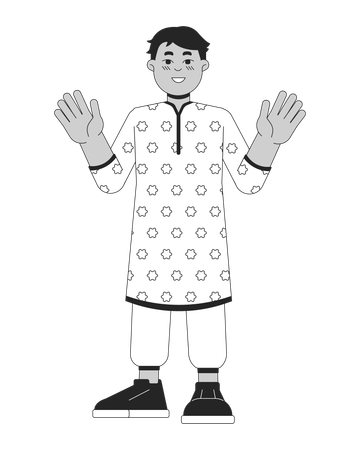 Túnica kurta de menino indiano  Ilustração